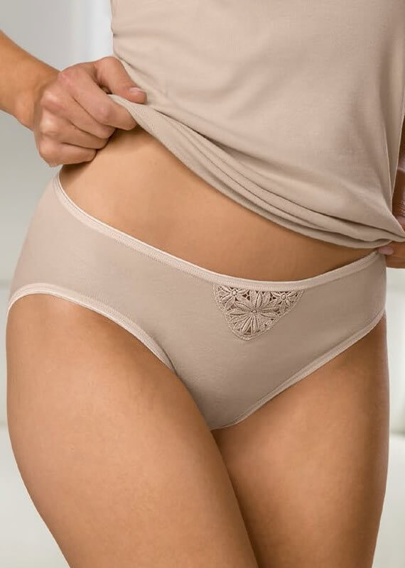 100 Per Cent Cotton Brief with Etched Embroidery by Naturana Lingerie