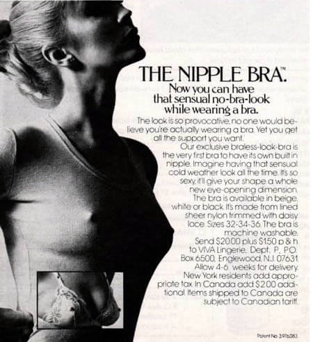 Vintage Nipple Bra ad via Oddee
