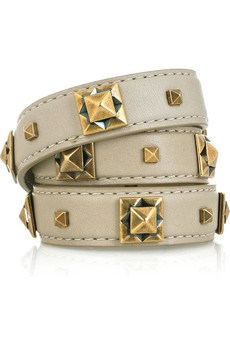 Leather and Brass Studded Bracelet 