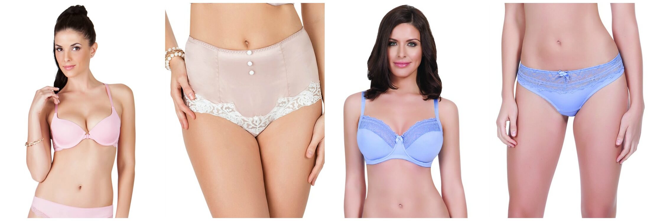 Nicole Seamless Padded Front Opening Racer-Back Bra by Affinitas Intimates; Danielle Satin Brief (rose And Purple) By Affinitas Parfait; Casey Unlined Wire Bra by Affinitas Parfait; Casey Lacy Thong by Affinitas Parfait