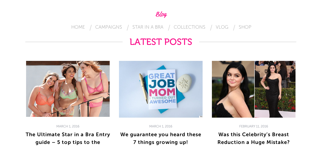 A screenshot of Curvy Kate's blog page.