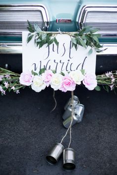 A traditional "Just Married" car via Style Me Pretty, found on Pinterest