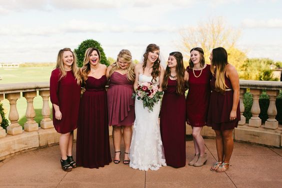 A mismatched bridal party via Pinterest