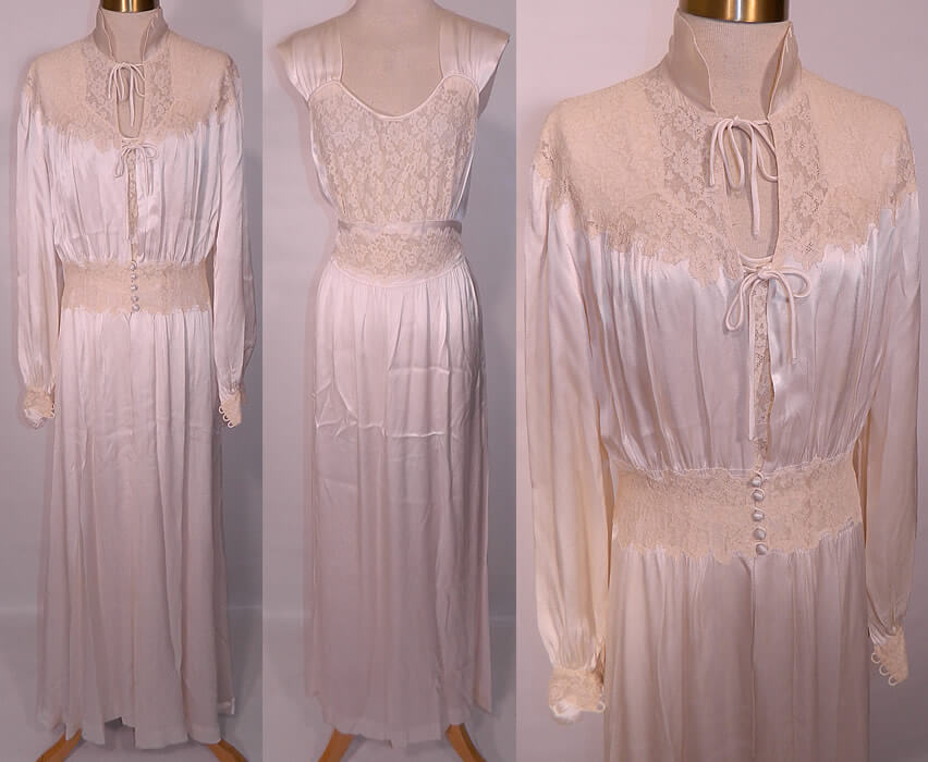 One of the ultimate luxury fabrics, satin, is the primary fabric of this vintage negligee via 18601960